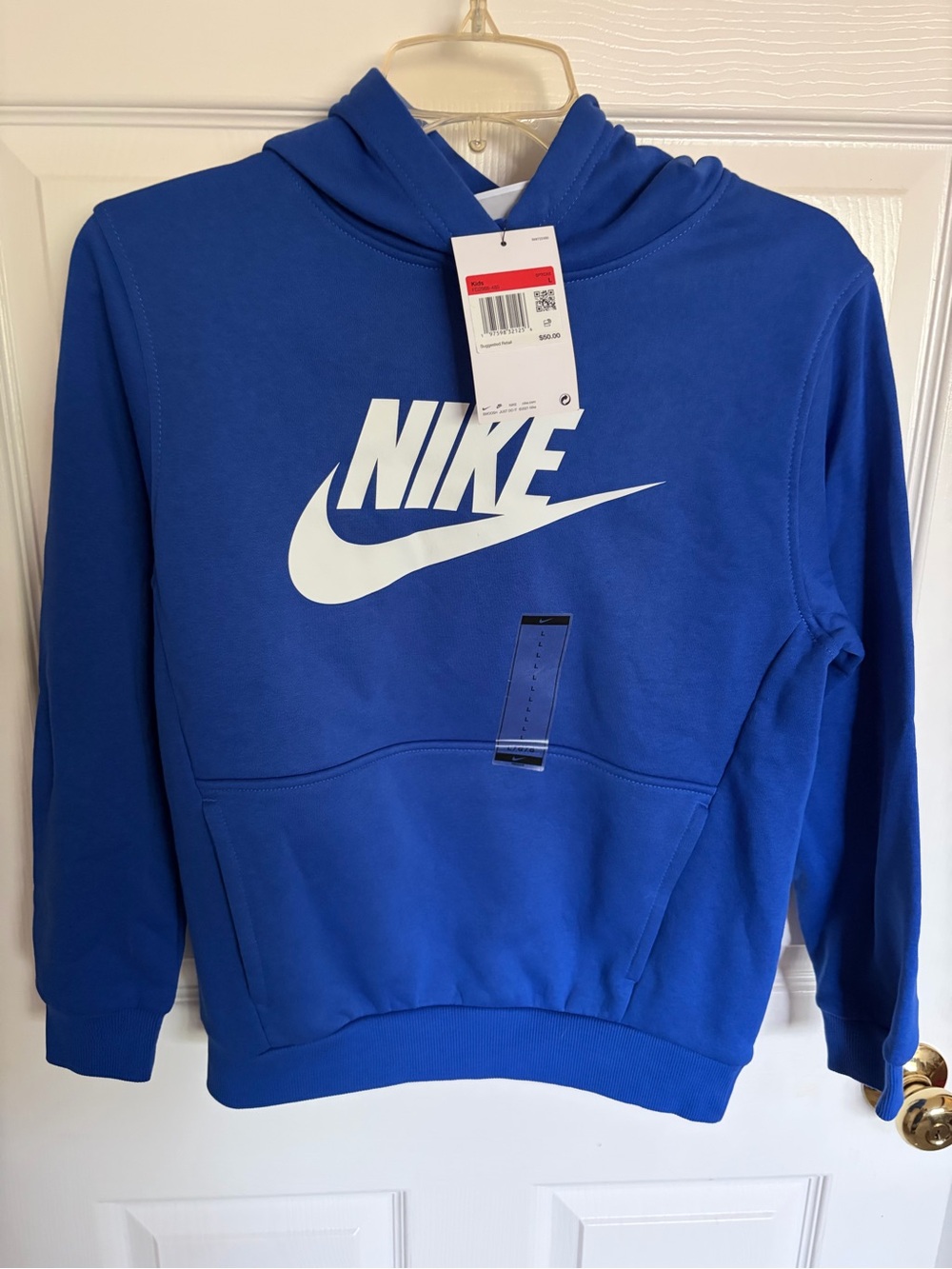 Nike Men’s Royal Blue Crewneck Hoodie with White Swoosh